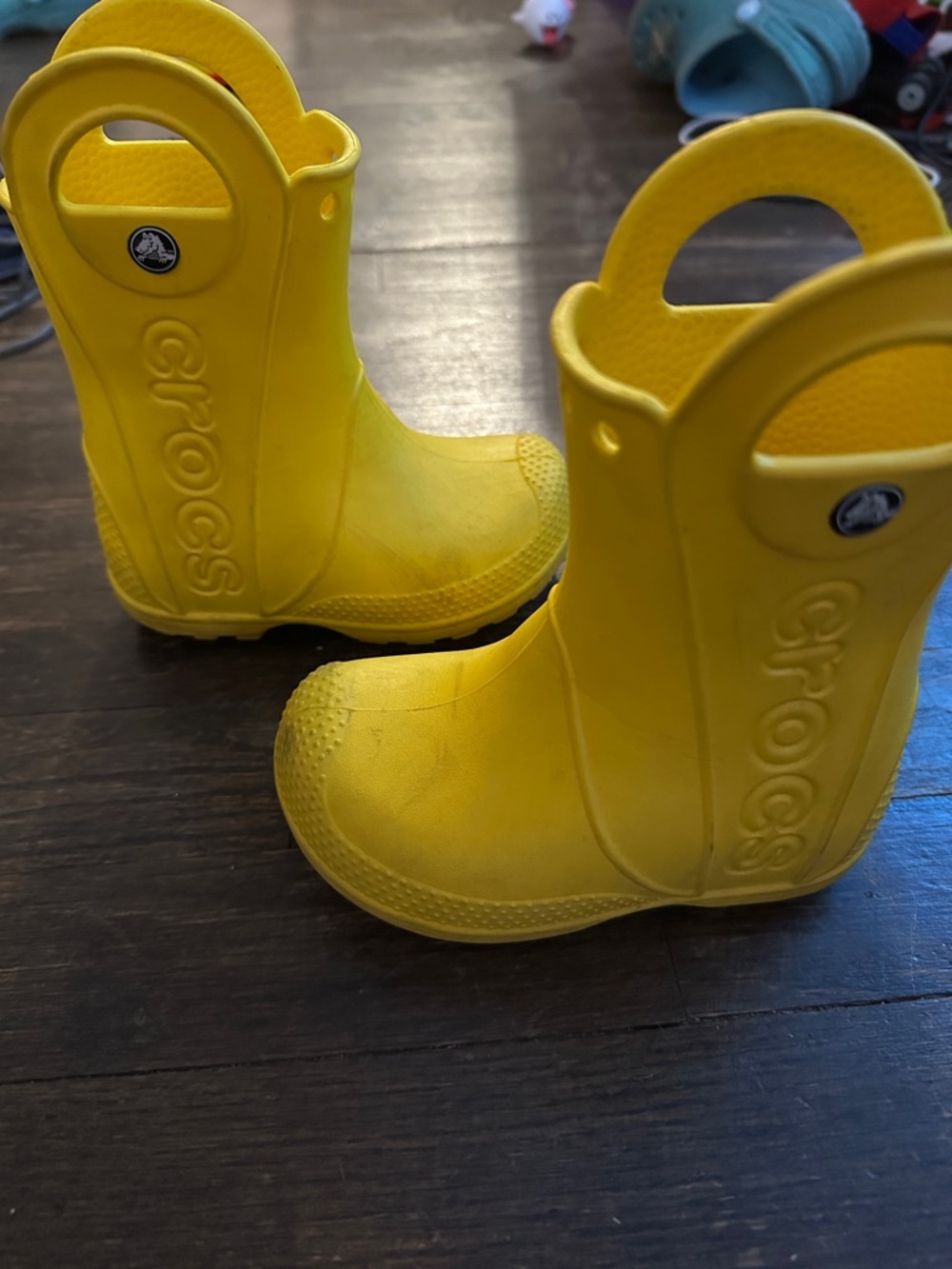 CROCS Bright Yellow Kids' Pull-On Rain Boots